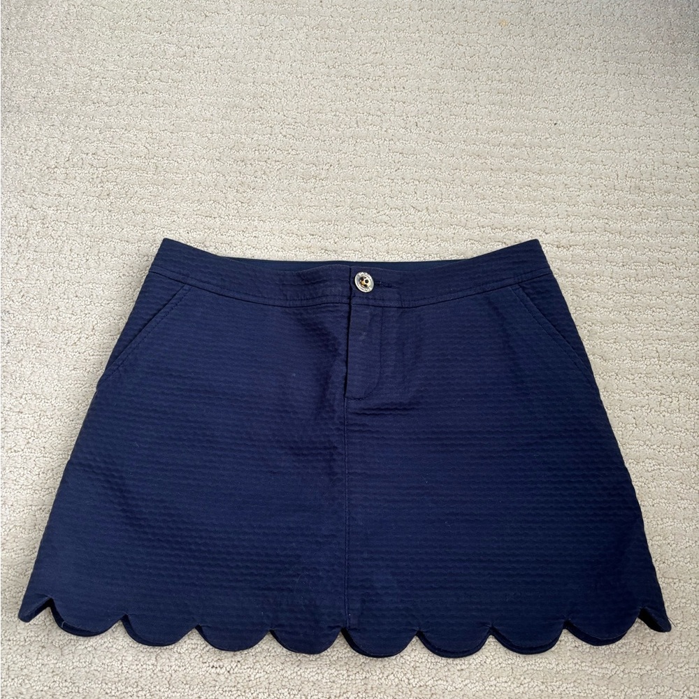 Lilly Pulitzer Navy Blue Scalloped Mini Skirt